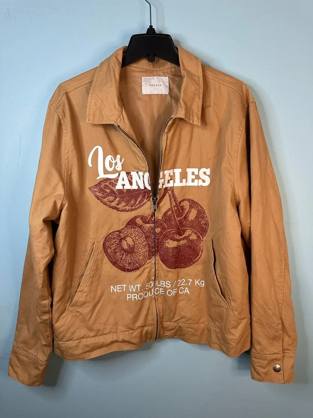 Pacsun Los Angeles Cherry Men's jacket Tan bomber chore barn coat Size Medium
